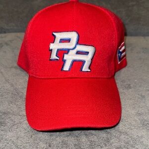 NWOT- Unisex Red Baseball Cap with PR Logo
